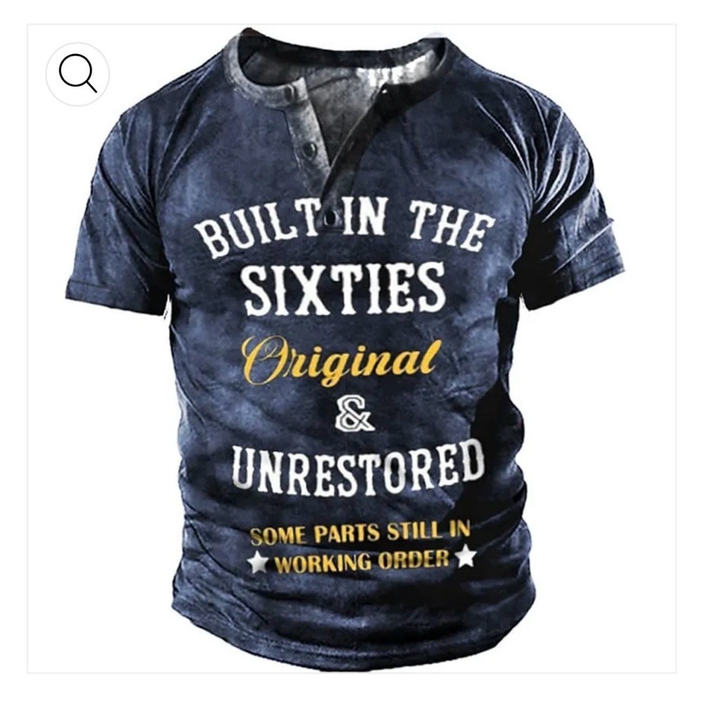 HENLEY'S - 3D Print, Graphic Letter‎ T-Shirt. Navy Blue. Size Large.